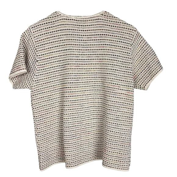 Vintage Croft & Barrow Crochet Knit Cream Short Sleeve Button Up Top Sz Small - Picture 4 of 12